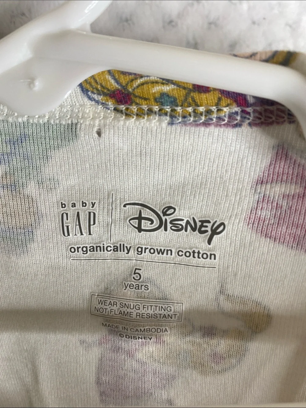 Gap Disney Cream Kids Pajama Set with Multicolor Princesses Print